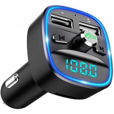COMSOON Bluetooth FM Transmitter für Auto, Blaue Umgebende Leuchte Drahtloser Radio Kfz-Empfänger Adapter mit Freisprecheinrichtung, Dual USB Ladegerät COMSOON Bluetooth FM Transmitter für Auto, Blaue Umgebende Leuchte Drahtloser Radio Kfz-Empfänger Adapter mit Freisprecheinrichtung, Dual USB Ladegerät